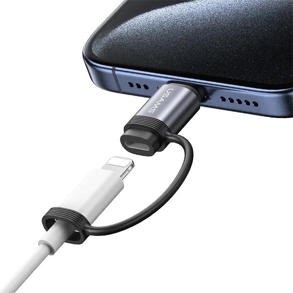 Actual product image Usams Adapter AU17 Lightning - USB-C 30W stalowy/aluminium SJ677LN01 (US-SJ677) (USB Type C, Lightning)