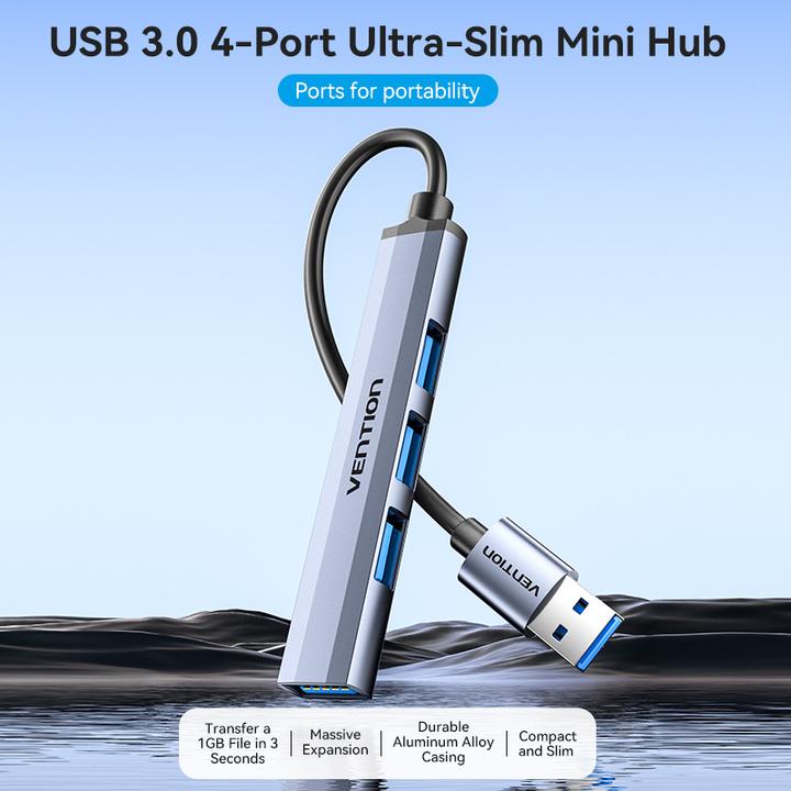 Actual product image Vention Mini Hub USB 3.0 to USB 3.0/3x2.0 CKOHB 0.15m (USB-C, 4 Ports)