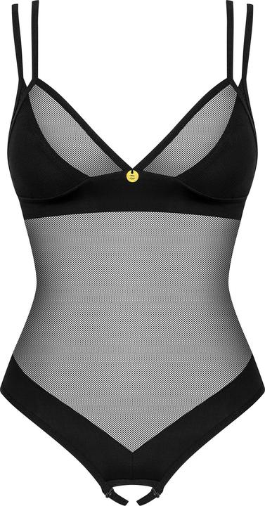Actual product image Obsessive Nesari Crotchless Teddy - Black (L, XL)