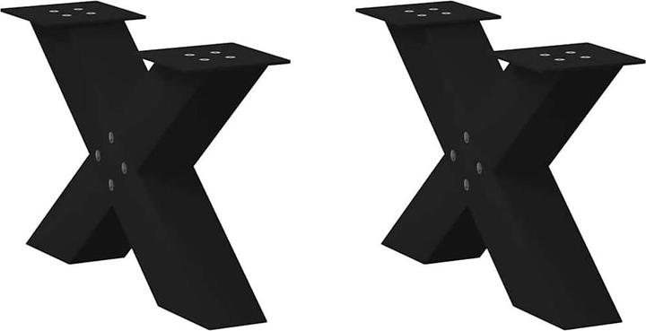 Produktbild VidaXL Couchtischbeine X-Form 2 Stk. Schwarz 60x(30-31) cm Stahl Tischbein