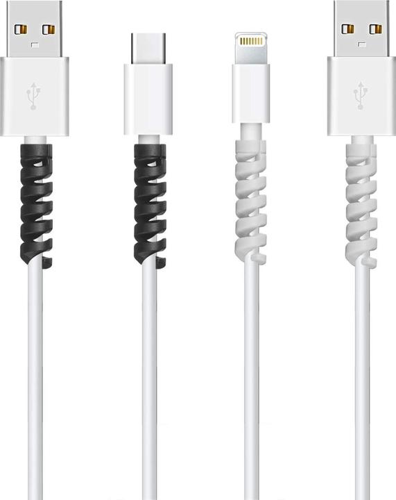 Actual product image Apfelkiste Silikon Kabel Spirale Flexibler Kabel Bruchschutz Knickschutz Halter Kabelschoner (4er Set) (Cable hole, 6 cm)