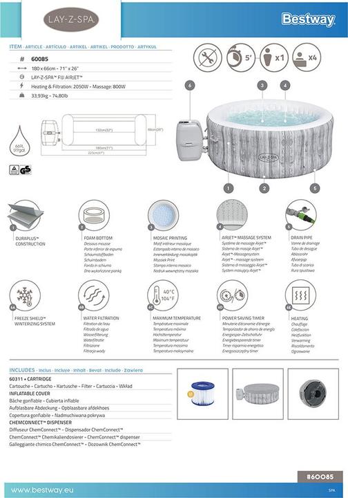 Immagine prodotto Bestway Lay-Z-Spa Fijii 180x66cm Airjet (4 pers.)