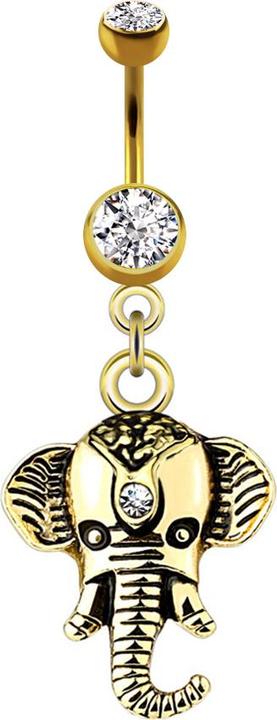 Actual product image Star Piercing Banane 14k vergoldet mit Anhänger Elefant (Surgical steel 316L, Brass)