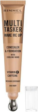 Image du produit Rimmel London Multi-Tasker Wake Me Up Foundation & Concealer 040 Ivory Depuffs Brightens Dark Circles Metallic Coo (040 Ivory)