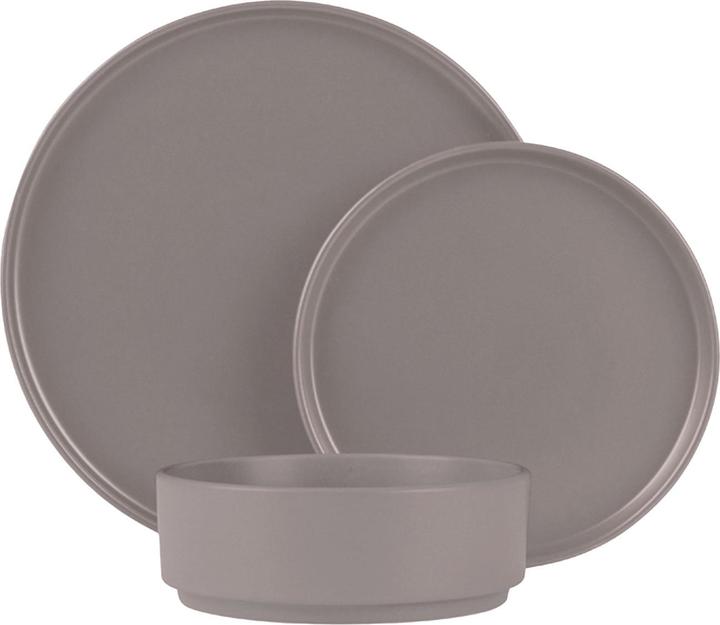 Image du produit BerlingerHaus Set de vaisselle design en faïence, 18 pièces, empilable, taupe mat (18 pièce(s))
