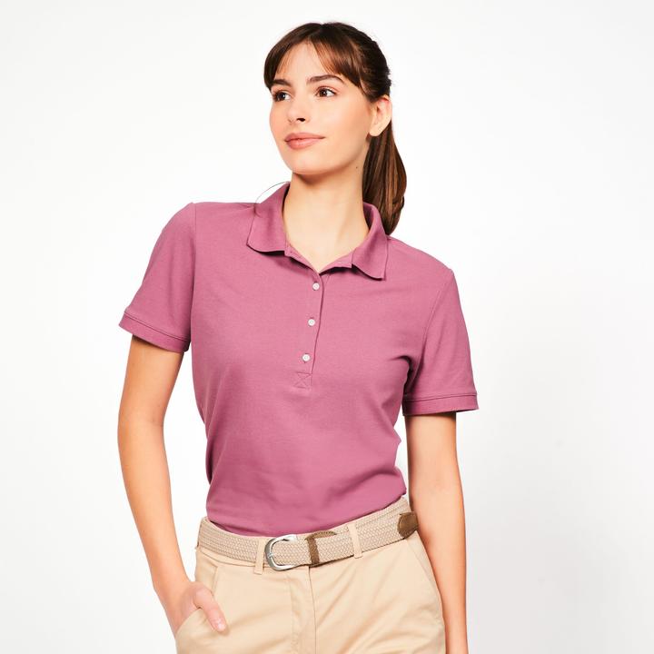 Inesis Damen Golf Poloshirt kurzarm Baumwolle - MW500 dunkelrosa