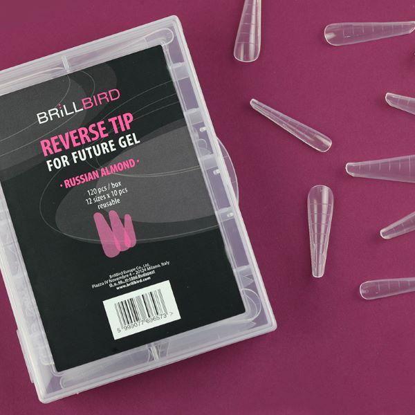 Actual product image BrillBird Reverse / Dual Tip to Future Gel - RUSSIAN ALMOND /120stk (Nail varnish dryer, RUSSIAN ALMOND)
