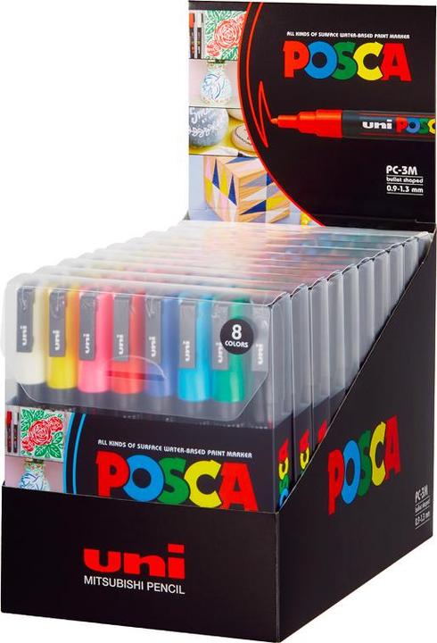 Produktbild Posca Marker PC-3M Rundspitze (Mehrfarbig, 1.30 mm, 8 x)