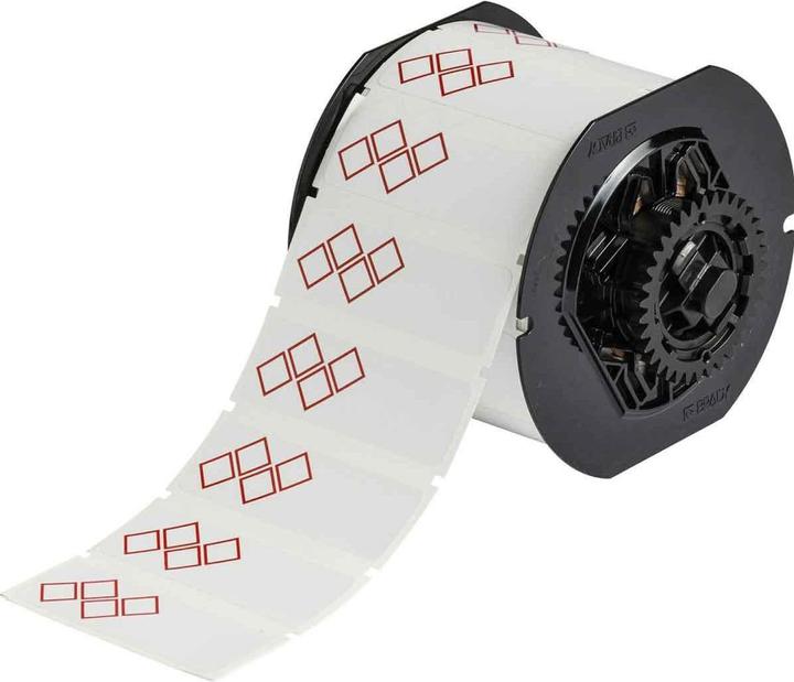 Produktbild Brady B30-18-7569-CLP4C, Vinyl, Rot auf weiss, glänzend, 76.20 x 25.40 mm, Layout 4C (2 x 2 rote Ra