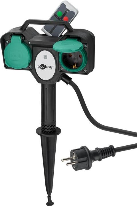 Produktbild Goobay Gartensteckdose 2-fach mit Fernbedienung (2 x, CEE 7/3, 2 m)