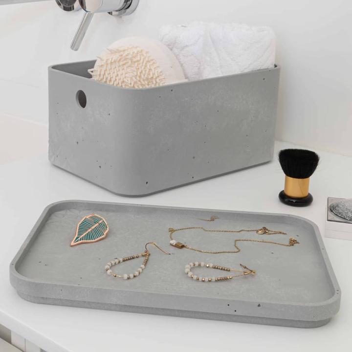 Actual product image Curver Set of 3 BETON Box M with lid light grey (34 x 24.5 x 13 cm, 8 l)