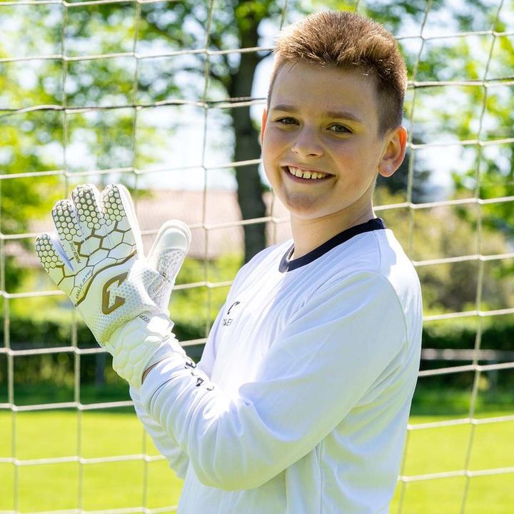 Produktbild Catch & Keep Fussballhandschuhe Kralle Junior Pro 3.0 Gr. 3 Golden Torwart Keeper Goalie Handschuhe (3)