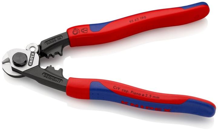 Immagine prodotto Knipex Forbici per funi metalliche l.190mm f.fune metallica d.6mm testa lucida manico 2comp. guaine (195 mm)