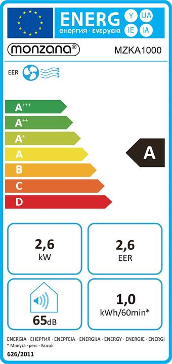 Energy Label Monzana MZKA1000 (9000 BTU/h)