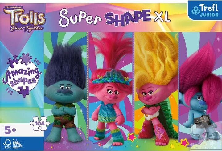 Productafbeelding Trefl Puzzel Super Shape XL Trolls 3: Trollenspellen 104 stukjes (104 onderdelen)