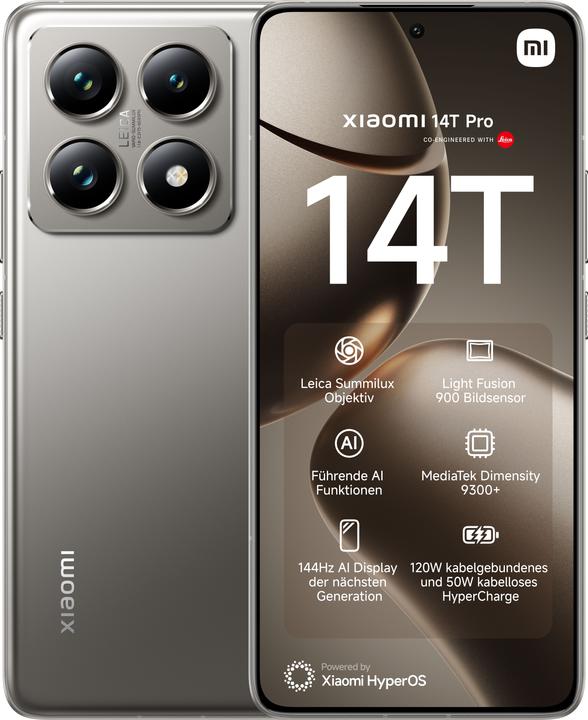 Image du produit Xiaomi 14T Pro + Robot Vacuum X10 Launch Bundle (512 Go, Gris Titan, 6.67", Double SIM, 50 Mpx, 5G)