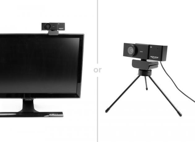 Actual product image Delock USB UHD Webcam with Microphone 4K 30 Hz 110° Viewing Angle and Tripod (8.30 Mpx)