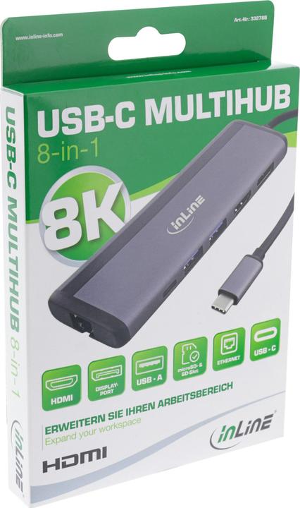 Immagine prodotto InLine Multihub USB-C 8-in-1 (USB-C, 5 Porti)