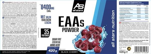 Valeurs nutritives et ingrédients All Stars EAA Powder (boîte de 420G) (Cerise, 1 pcs, 400 g)