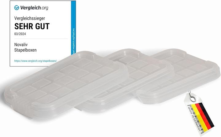 Image du produit Novaliv Couvercles de rechange 3X 2 litres avec fermeture à clip 19x14 cm transparent (19 x 14 cm, 2 l)