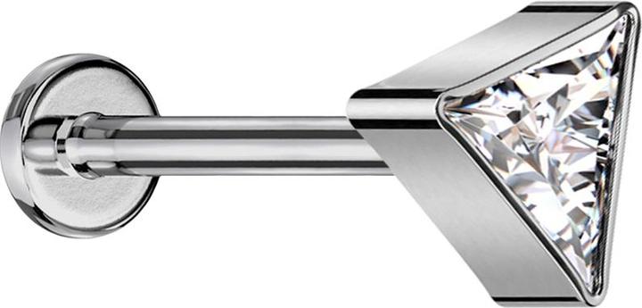 Star Piercing Micro Threadless Labret silber dreieck silber Kristall silber (ohne Messing, Titan G23)