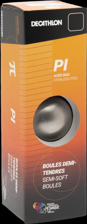 Immagine prodotto Decathlon Boulekugeln halbweich PI Edelstahl Wettkampf ×3 (3 x, 71 mm)