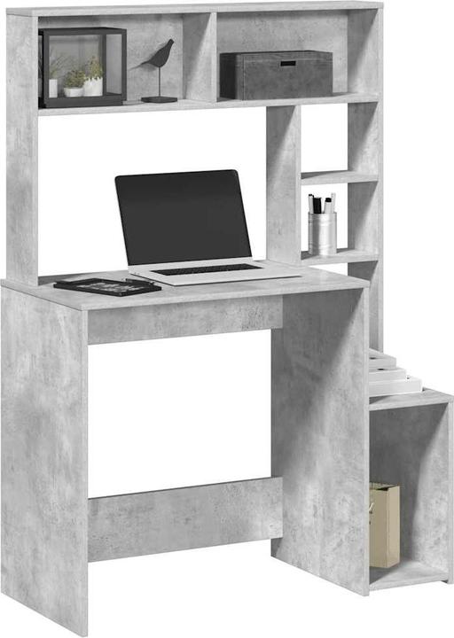 Image du produit VidaXL Bureau avec étagère gris béton 100x45x140 cm Bois composite Bureau (100 x 45 x 140 cm)