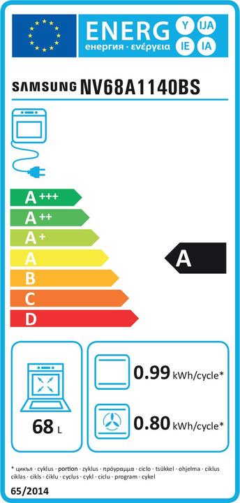 Label énergétique Samsung NV68A1140BS