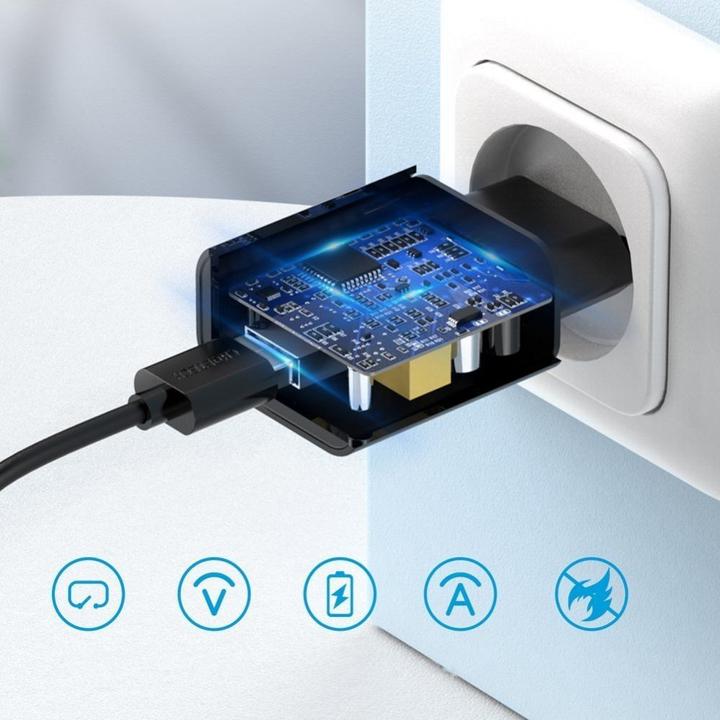 Produktbild Choetech Quick Charge 3.0 18W 3A USB Wall Charger + USB - USB Type C Cable Black (Q5003) (18 W)