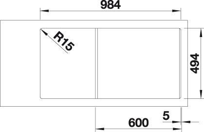 Actual product image Blanco Collectis 6 S (Top-mounted sink, Fitted sink with draining board, 100 cm, 51 cm)