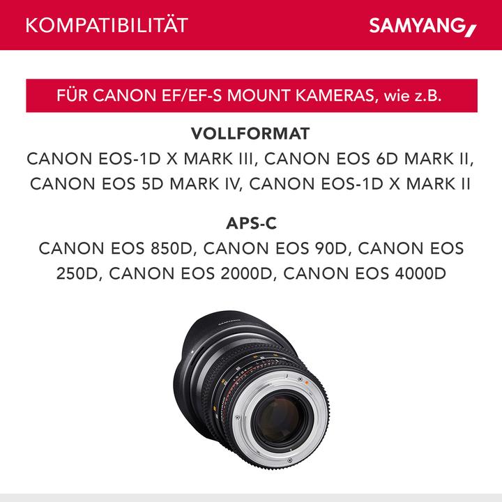 Immagine prodotto Samyang 24mm T1.5 VDSLR II Canon EF (Canon EF, Full-frame)