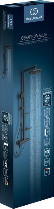 Produktbild Ideal Standard Duschsystem Alu+: Ceraflow Brausearmatur 2 Ablagen, 2F-Handbrause, 2F-Kopfbrause