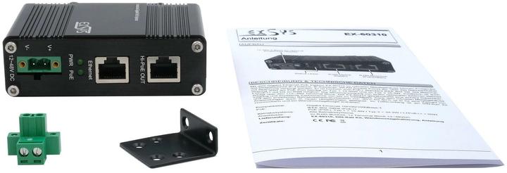 Immagine prodotto Exsys Iniettore industriale PoE+ Gigabit 60W (802.3af (PoE), 802.3bt (PoE+++), 802,3at (PoE+), 60 W)