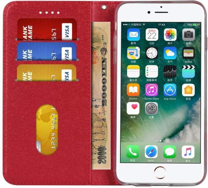 Produktbild Cover-Discount iPhone SE / 8 / 7 - Silk Texture Flip Case rot (Apple iPhone 8, Apple iPhone 7)