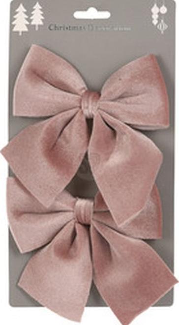 Image du produit H&S Decoration Noeud - velours - set de 2 - vieux rose