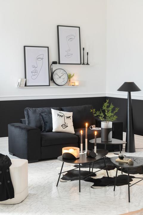 Actual product image J-Line Cushion Melissa Cotton Black/White (47 x 47 cm)