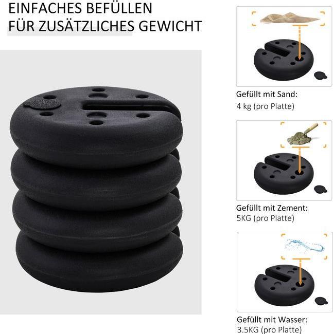 Actual product image Swisshandel24 4 pcs. Pavilion stand weight Party tent Pavilion weight fillable up to 5 kg HDPE plastic Weak (6 cm, 25 cm)