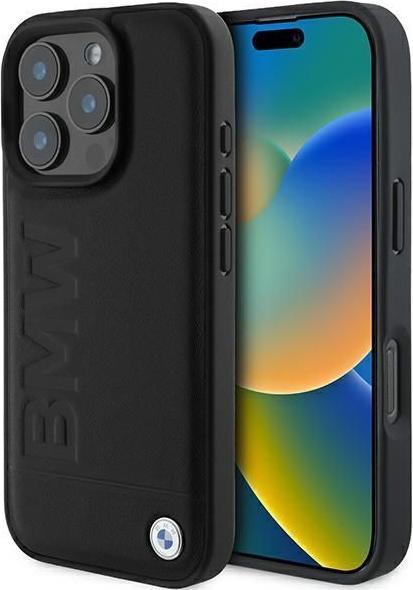 Actual product image BMW BMHMP16XSLLBK iPhone 16 Pro Max 6.9" czarny/black hardcase Leather Hot Stamp MagSafe (Apple iPhone 16 Pro Max)