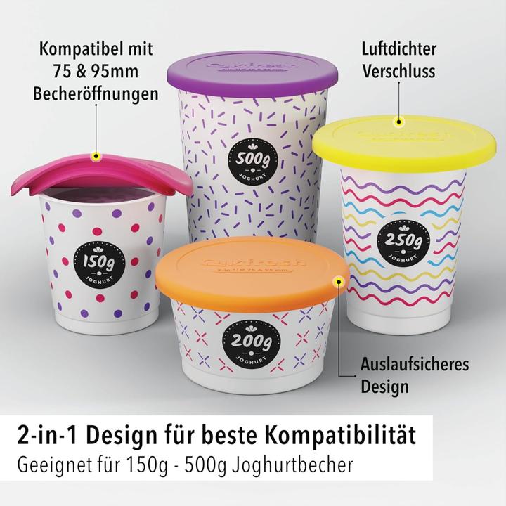 Actual product image Qikfresh Mehrweg Frischedeckel für Joghurtbecher Orange (2 x)