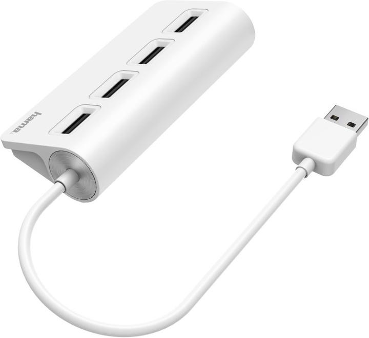 Actual product image Hama USB-A hub, 4 ports, USB 2.0, 480 Mbit/s, white (USB-A, 4 Ports)
