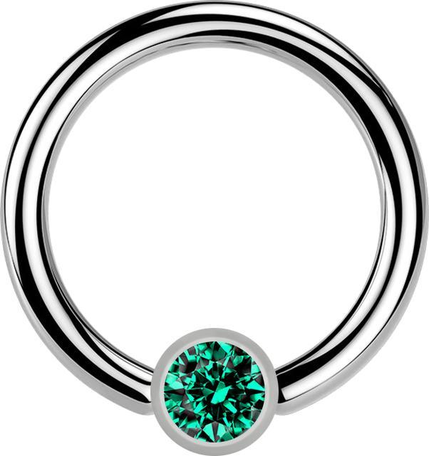 Actual product image Star Piercing Micro Ball Closure Ring silver and crystal turquoise (without brass, Titanium G23)