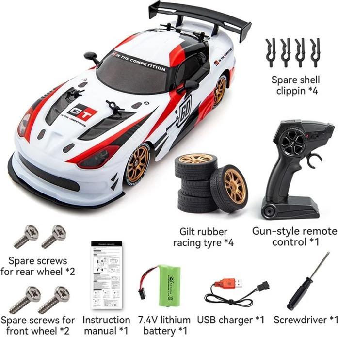 Image du produit Jjrc Voiture de dérive télécommandée avec 2 jeux de roues - Blanc