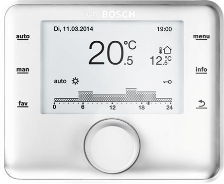 Bosch Hausgeräte Rum- og klimastyring CW400. Til både brugsvand og centralvarme. Kan kombinere forskellige varm