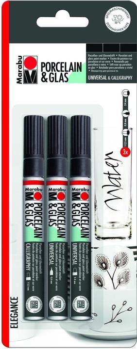 Produktbild Marabu Porzellan- und Glasmalstift (Schwarz, 3 x)