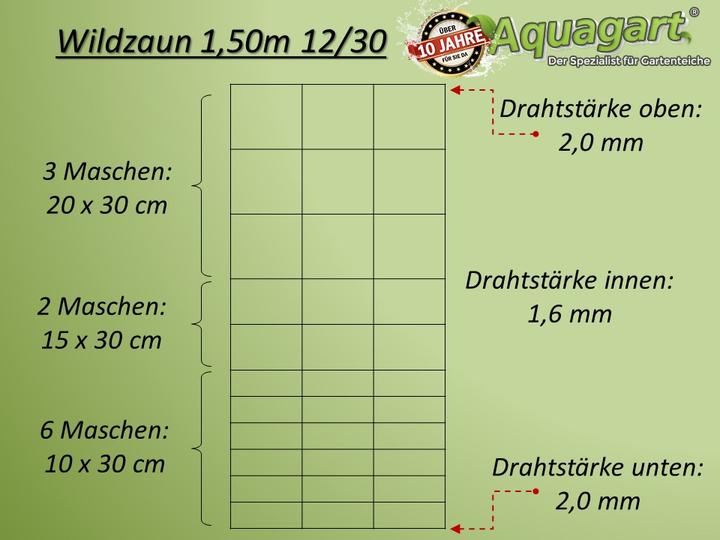 Image du produit Aquagart 350m Wildzaun Forstzaun Weidezaun Drahtzaun Knotengeflecht 150/12/30