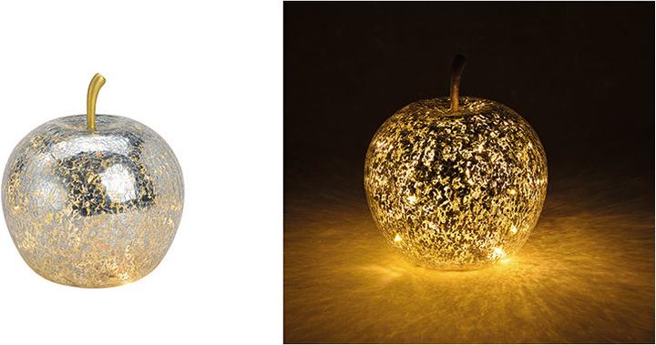 Image du produit Herboristeria Pomme décorative en verre argenté avec 20 LED