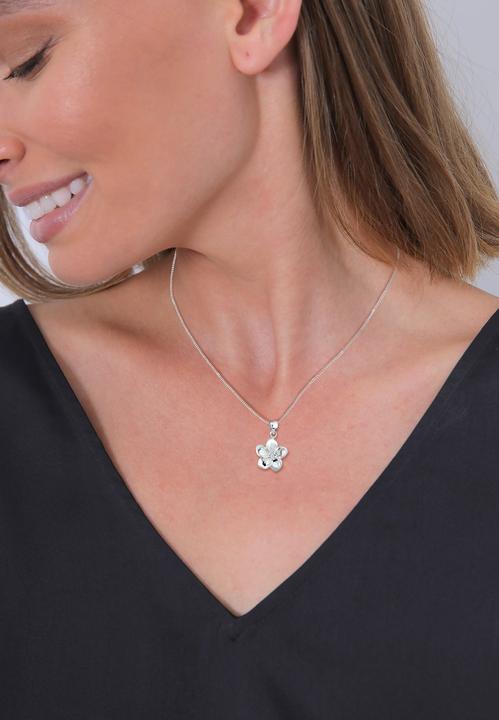 Actual product image Elli DIAMONDS Necklace Frangipani Flower Diamond (0.03 ct) 925 Silver (925 sterling silver, Sparkler, 45 cm)