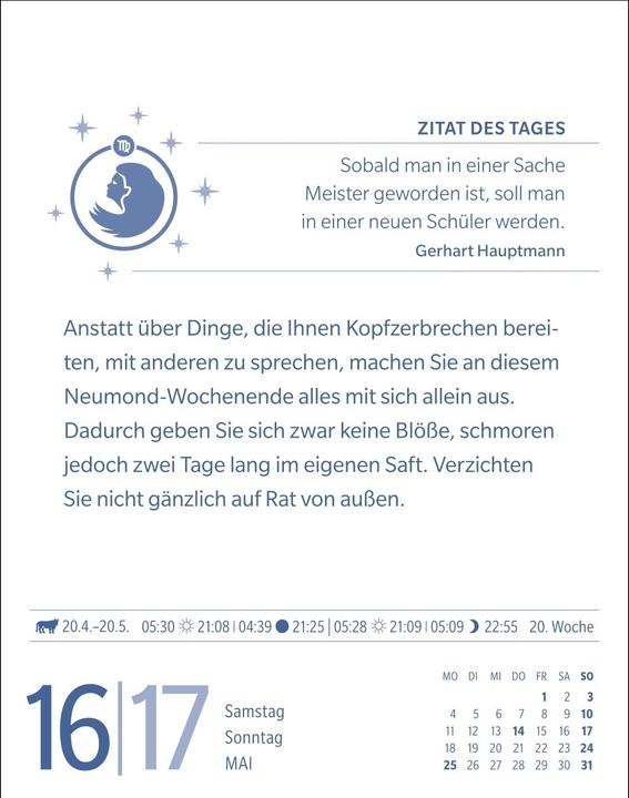 Produktbild Harenberg Jungfrau Sternzeichenkalender 2026 - Tagesabreisskalender - Ihr Horoskop für jeden Tag (Harter Einband, Deutsch)