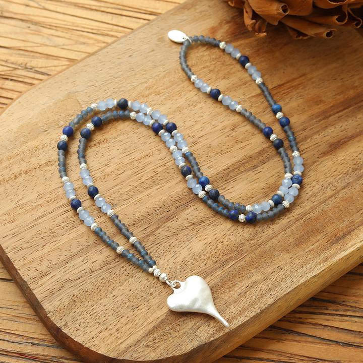 Actual product image Andreani Heart" jewellery set made from genuine sodalite (Blue)