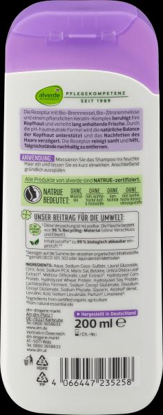 Produktbild dm alverde Shampoo Anti Fett Bio-Brennnessel, Bio-Zitronenmelisse (200 ml, Flüssiges Shampoo)